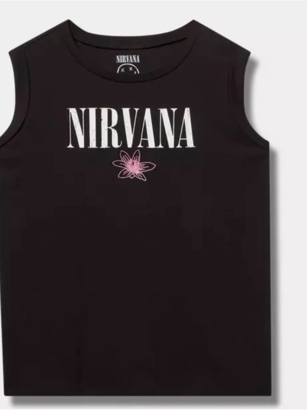 NWT TORRID | Nirvana Black Sleeveless Roll Sleeve Embroidered Tank Sz 2 or a 2X